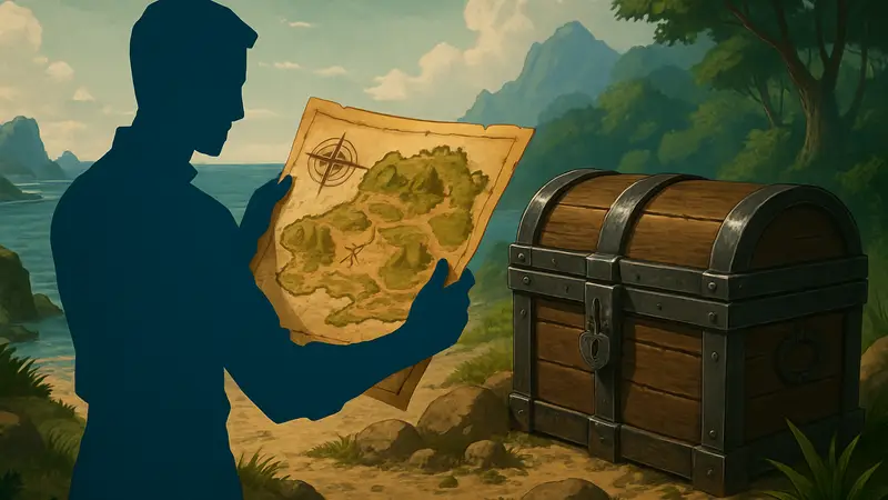 Карта сокровищ или изображение пиратского сундука из игры Windrose, связанное с квестом.