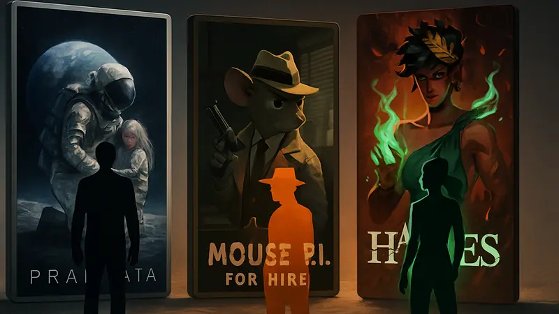 Обложки игр Pragmata, Mouse P.I. For Hire и Hades 2, демонстрирующие новые релизы для PlayStation 5 и PS4.