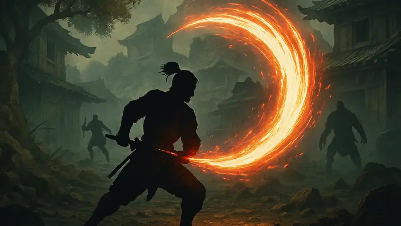 Игрок Nioh 3 использует Crucible Arts, яркие эффекты оружия на фоне врагов.