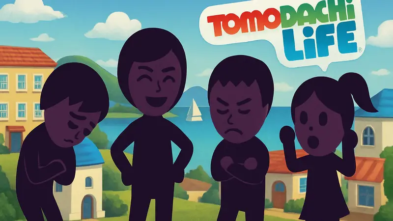 Mii персонажи Tomodachi Life: Living the Dream с разными эмоциями, иллюстрация характеров.