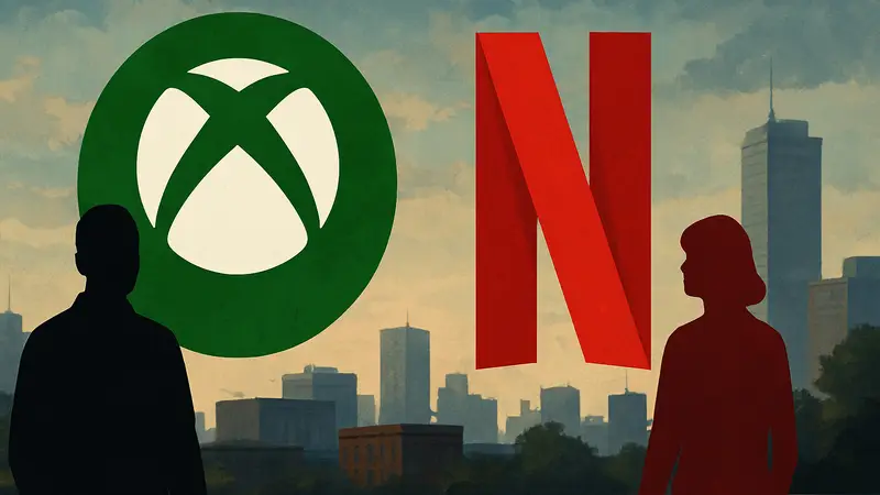 Логотипы Xbox Game Pass и Netflix рядом, символизирующие возможное объединение