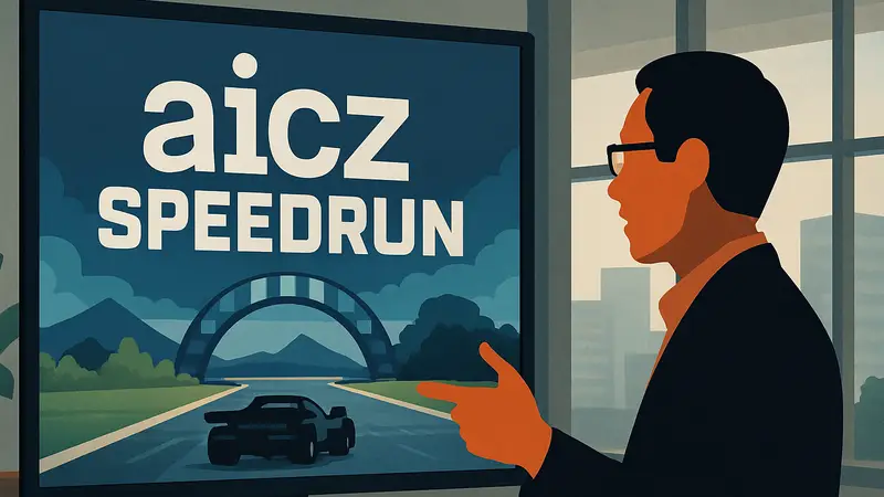 Логотип a16z Speedrun и Джошуа Лу, дающий советы для стартапов.