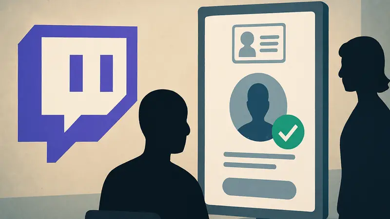 Логотип Twitch на фоне процесса верификации личности Persona.