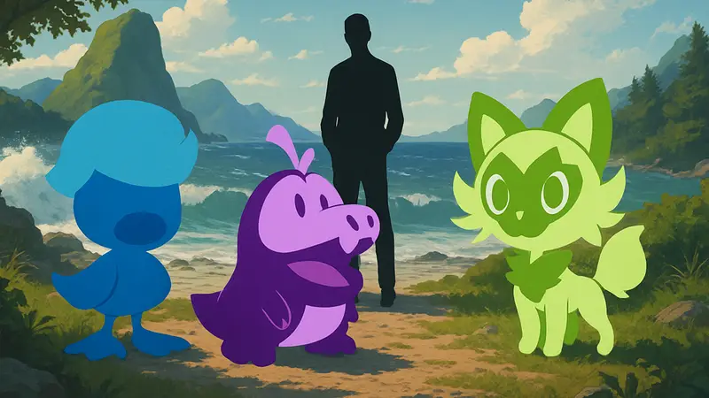 Фан-арт шайни-форм стартовых покемонов из Pokémon Winds and Waves