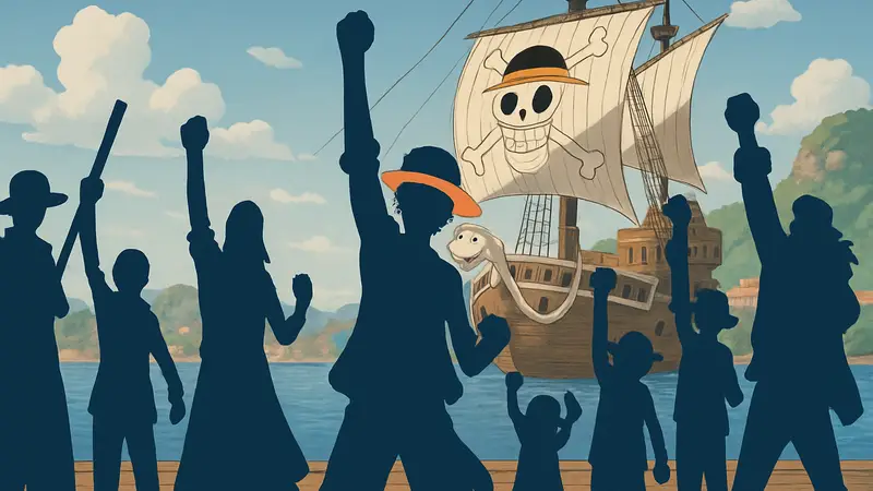 Команда Соломенной Шляпы из One Piece празднует статус Йонко после подтверждения их силы.