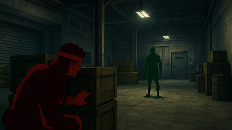 Скриншот из инди-игры Spy Drops, демонстрирующий низкополигональную графику и стелс-элементы, напоминающие Metal Gear Solid на PS1.