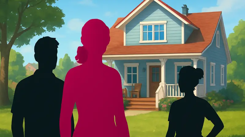 Главные герои игры Paralives на фоне дома, конкурента The Sims