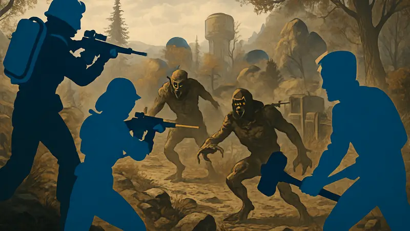 Персонажи Fallout 76 сражаются с мутантами в режиме "Заражение". Bethesda, онлайн-игра, геймеры.