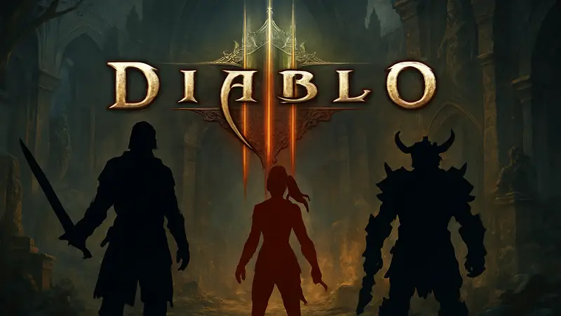 Логотип Diablo 3 с изображением персонажей, символизирующий долгую популярность игры.