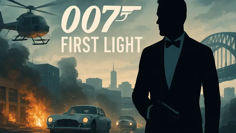 Обложка игры 007 First Light с Джеймсом Бондом на фоне экшена