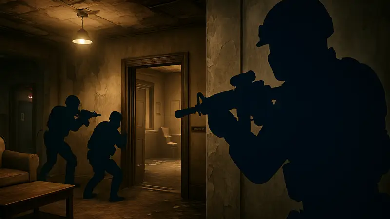Скриншот из игры TTK на Roblox, демонстрирующий реалистичную графику тактического шутера.