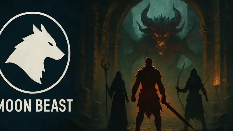 Логотип Moon Beast Productions и постер новой ARPG от бывших разработчиков Diablo.