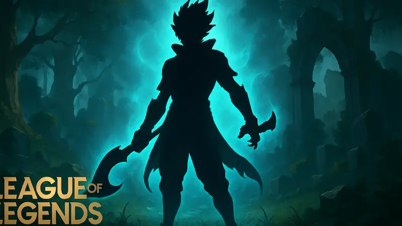 Силуэт нового чемпиона League of Legends, окружённый мистическим свечением