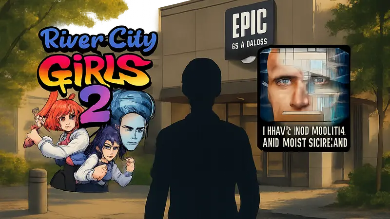 Логотипы River City Girls 2 и I Have No Mouth, And I Must Scream, анонсирующие бесплатную раздачу в Epic Games Store