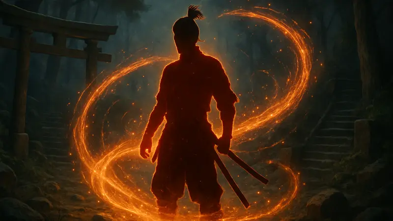 Персонаж из Nioh 3, окруженный потоком Амриты, символизирующей опыт