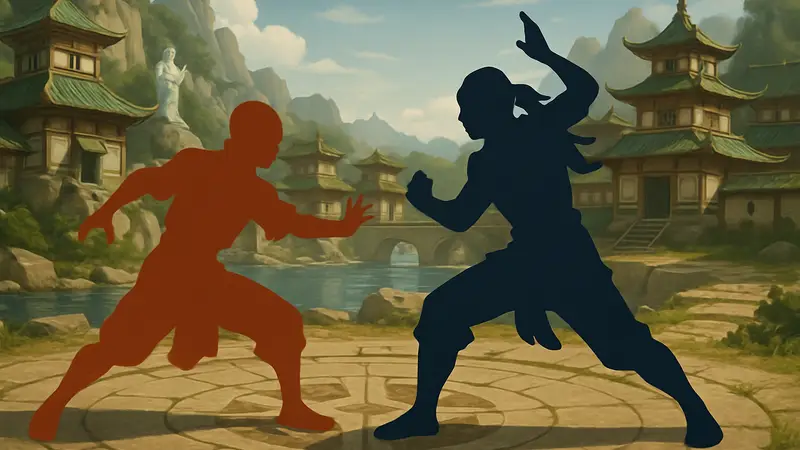 Скриншот из Avatar Legends: The Fighting Game с персонажами в бою