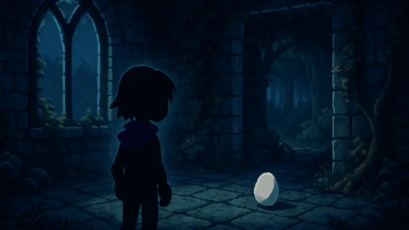 Скриншот из Deltarune, показывающий местонахождение секретного яйца в Главе 5.