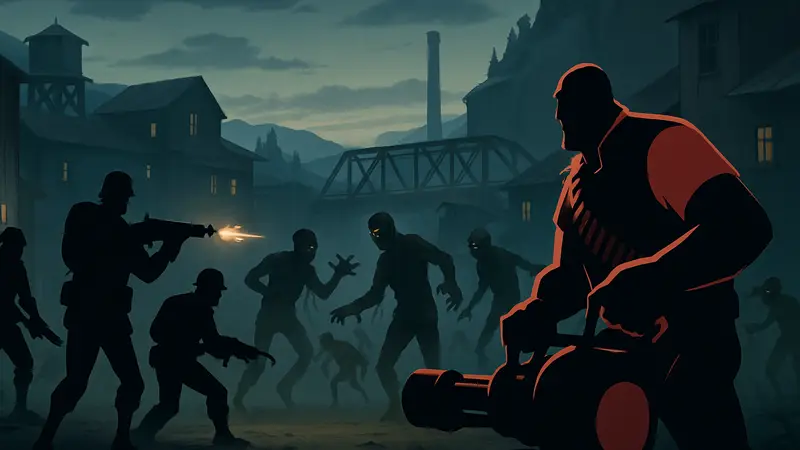 Игровой процесс мода Mann Versus Zombies для Team Fortress 2 с зомби и персонажами TF2