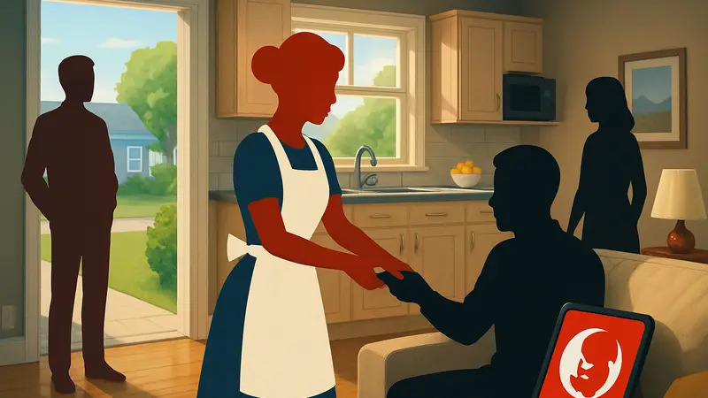 Геймплей Bitlife: персонаж в образе домохозяйки, взаимодействующий с другими. Изображение челленджа.