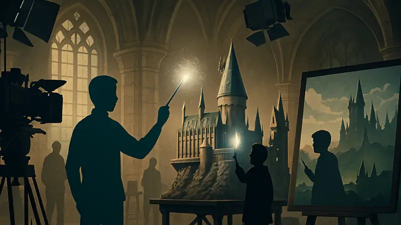 Кадры со съёмочной площадки или концепт-арты из вселенной Гарри Поттера, символизирующие создание магии