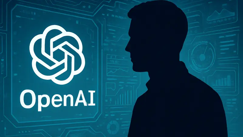 Логотип OpenAI, Брэд Лайткэп на фоне цифрового интерфейса
