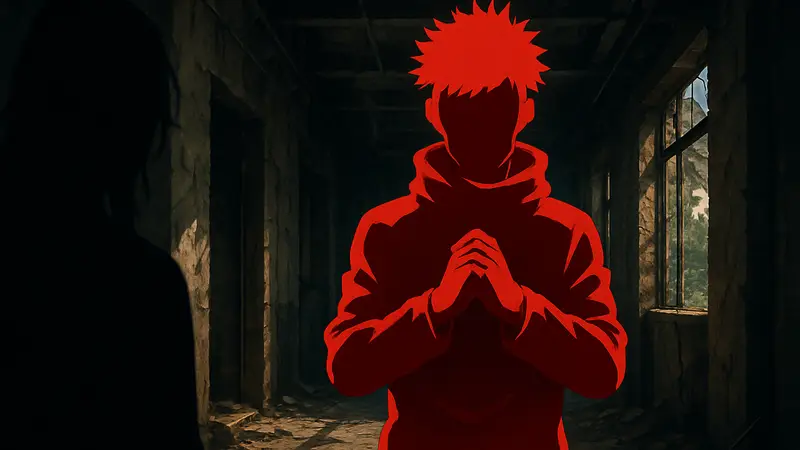 Арт с Джином Итадори из Jujutsu Kaisen, символизирующий его скрытую коварность.