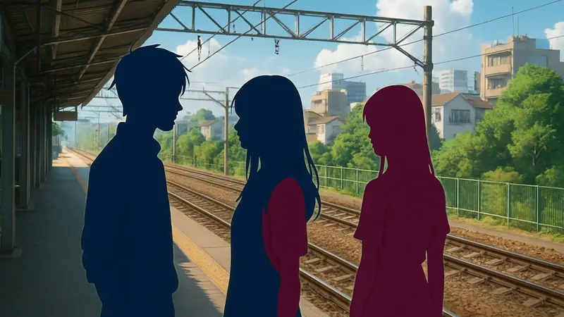 Ключевой визуал аниме 'Kanojo no Tomodachi', постер с главными героями, дата выхода.