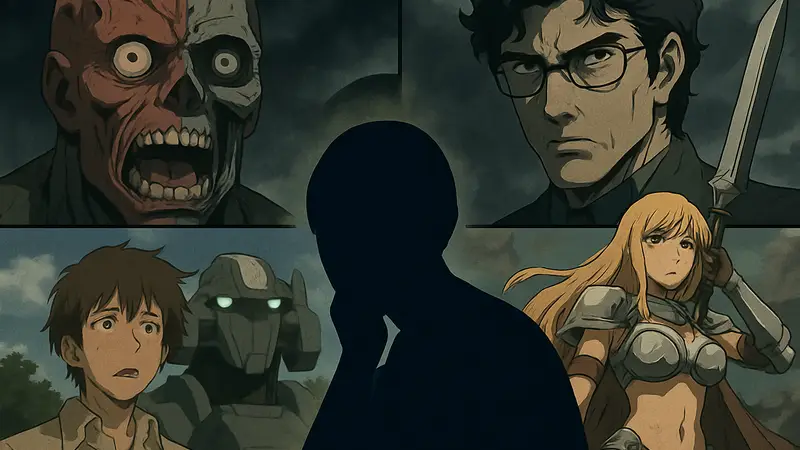 Коллаж из кадров худших сэйнэн аниме 2000-х, включая Argento Soma и Queen Blade, символизирующий низкое качество.