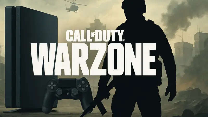 Логотип Call of Duty Warzone на фоне PS4 и Xbox One