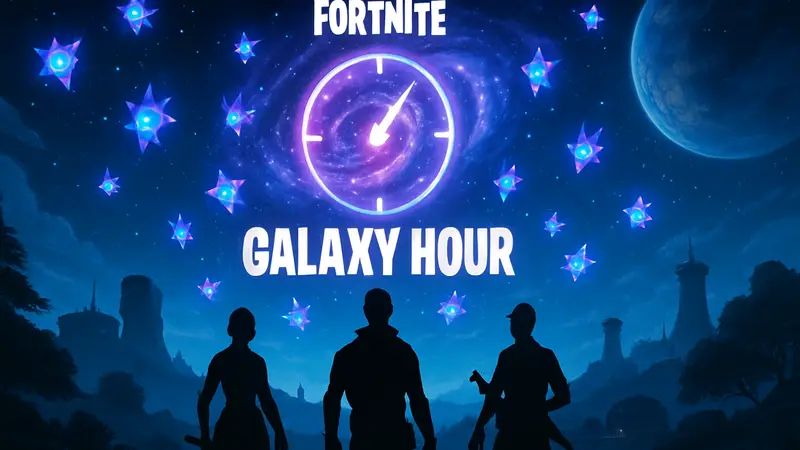 Логотип Fortnite Galaxy Hour, Galaxy Sprites, события Fortnite, Глава 7 Сезон 3