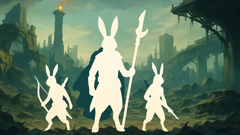 Кочевые постапокалиптические кролики из дополнения Rise from Ruin для Age of Wonders 4 на фоне разрушенного мира.
