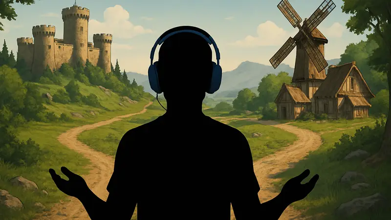 Игрок делает важный выбор в сюжетной RPG, символизирующий свободу действий
