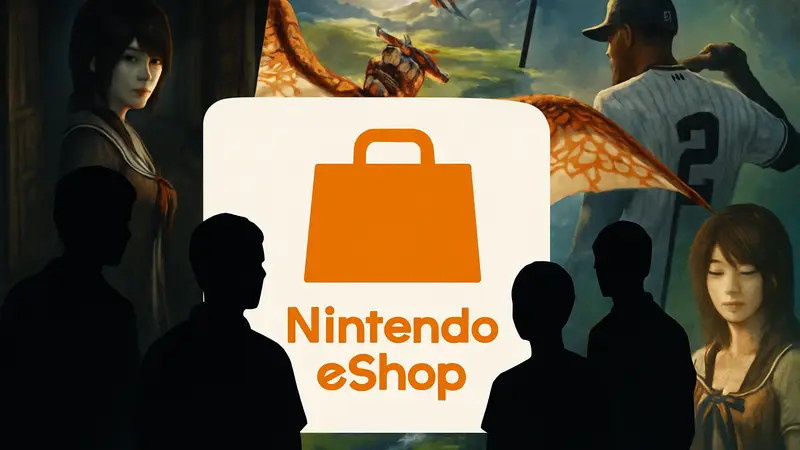 Логотип Nintendo eShop на фоне обложек новых игр, выходящих на этой неделе.