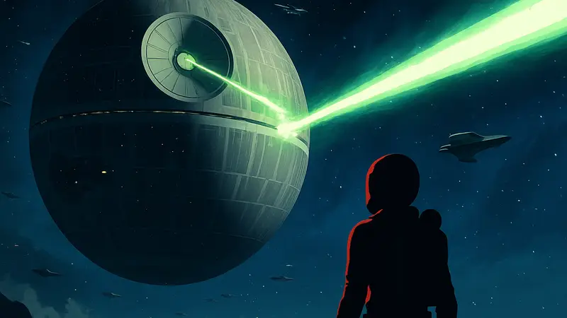 No Man's Sky Death Star, космический корабль, игровая станция, мощный лазер, звездные войны.