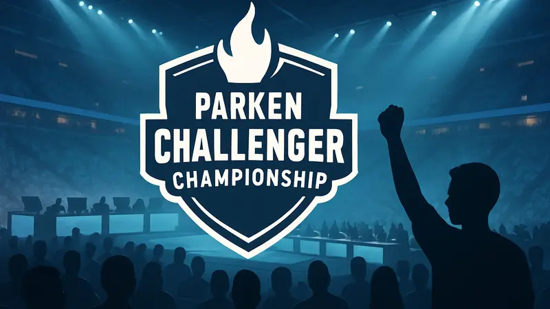 Логотип Parken Challenger Championship на фоне киберспортивного турнира