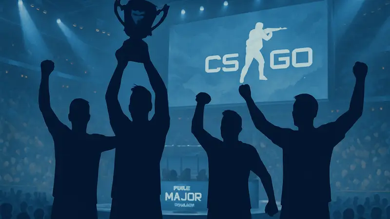 Команда HEROIC празднует победу на киберспортивном турнире PGL Major Astana по Counter-Strike.