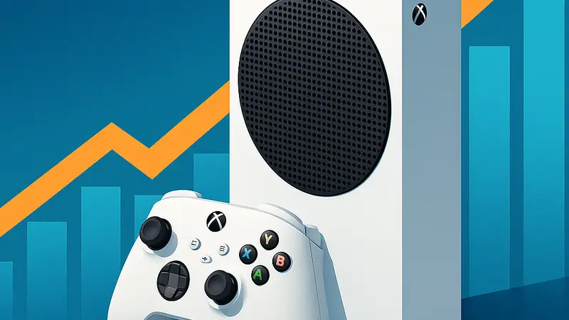 Цифровая версия консоли Xbox Series X|S на фоне графика роста продаж цифровых игр