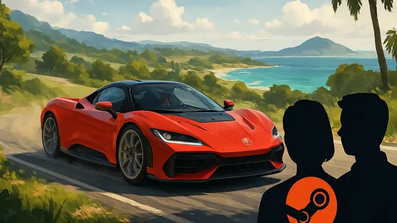 Гоночный автомобиль из Forza Horizon 6 мчится по живописному пейзажу, рекорд игроков Steam Forza Horizon