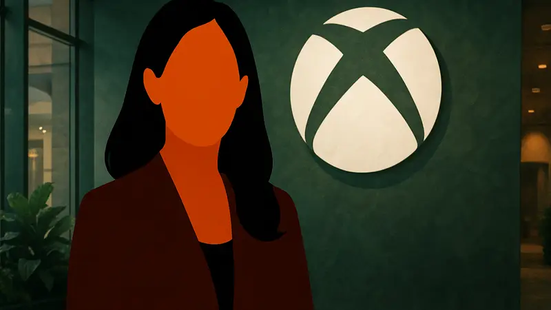Портрет Аши Шармы, генерального директора Xbox, на фоне логотипа Xbox