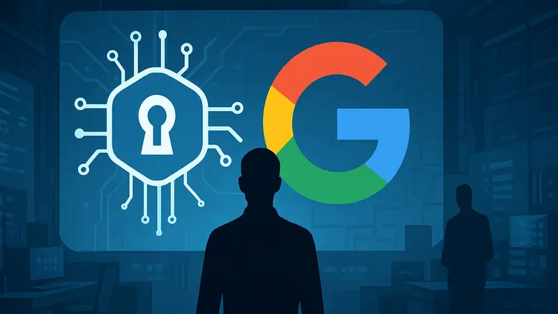 Концепт безопасности искусственного интеллекта с логотипом Google