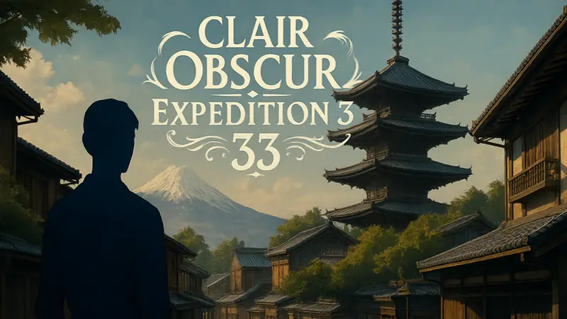 Логотип игры Clair Obscur: Expedition 33 на японском фоне