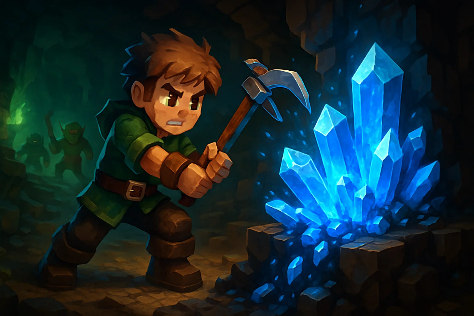 Изображение добычи мифрила в игре Hytale, демонстрирующее сложность процесса.