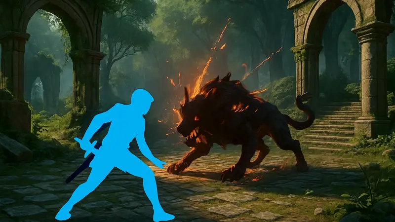 Кадр геймплея Beast of Reincarnation с PS5, показывающий главного героя в бою.