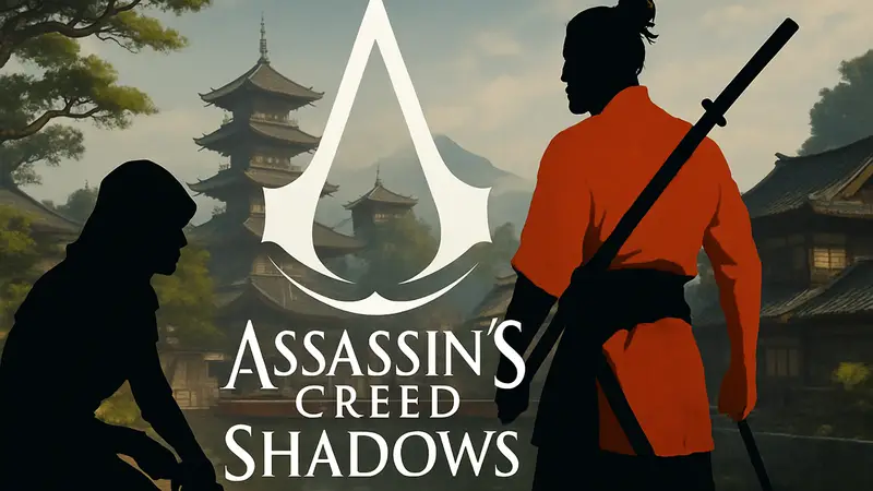 Логотип Assassin's Creed Shadows или арт с главными героями игры
