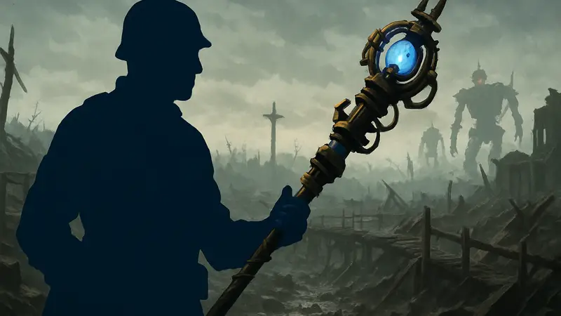 Игровой персонаж держит Wind Staff в Black Ops 2 Zombies Origins