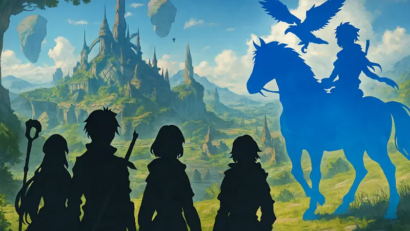 Обложка Blue Protocol: Star Resonance с персонажами из игры и логотипом аниме Shangri-La Frontier