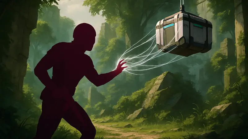 Игрок Saros использует Нити Затмения для доступа к удалённым контейнерам.