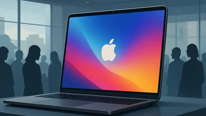 Новый ноутбук Apple MacBook Neo, демонстрирующий его тонкий дизайн и яркий экран.