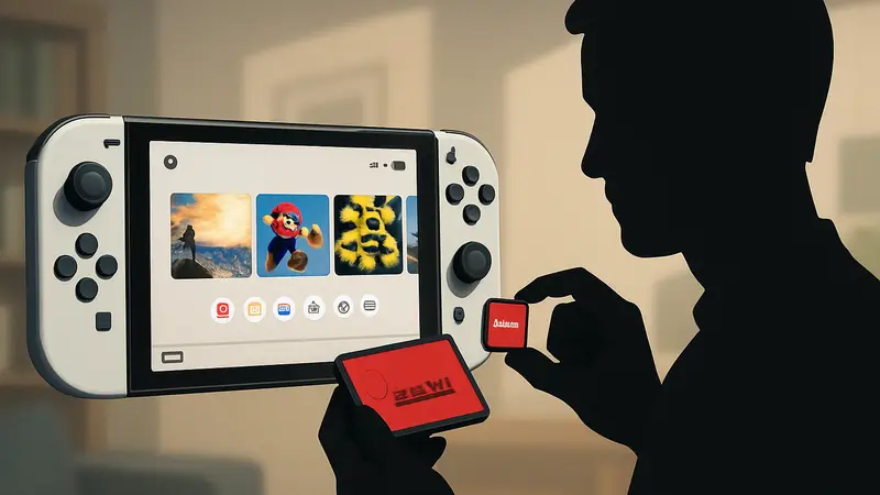 Игровая приставка Nintendo Switch 2 с отображением меню и Game-Key Card