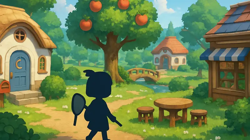 Игровая локация Petit Planet с персонажем, стилизованная под Animal Crossing от HoYoverse.